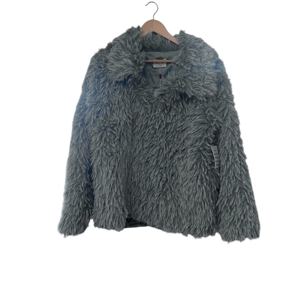 NWT Mia Joy Women's Blue Faux Fur Jacket Size M